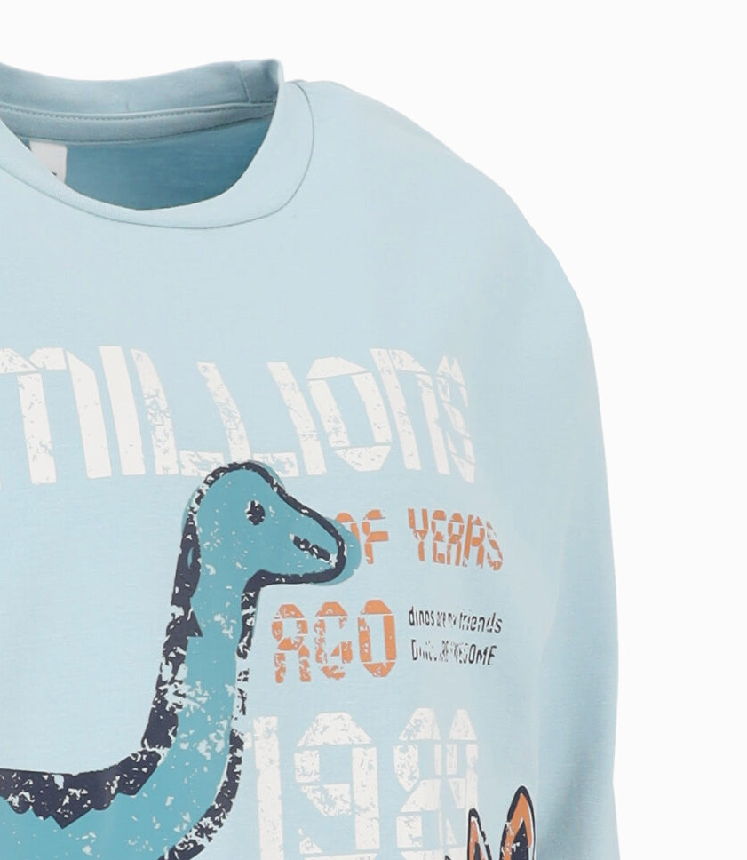 Polera niño con dinosaurios 2 años / Celeste