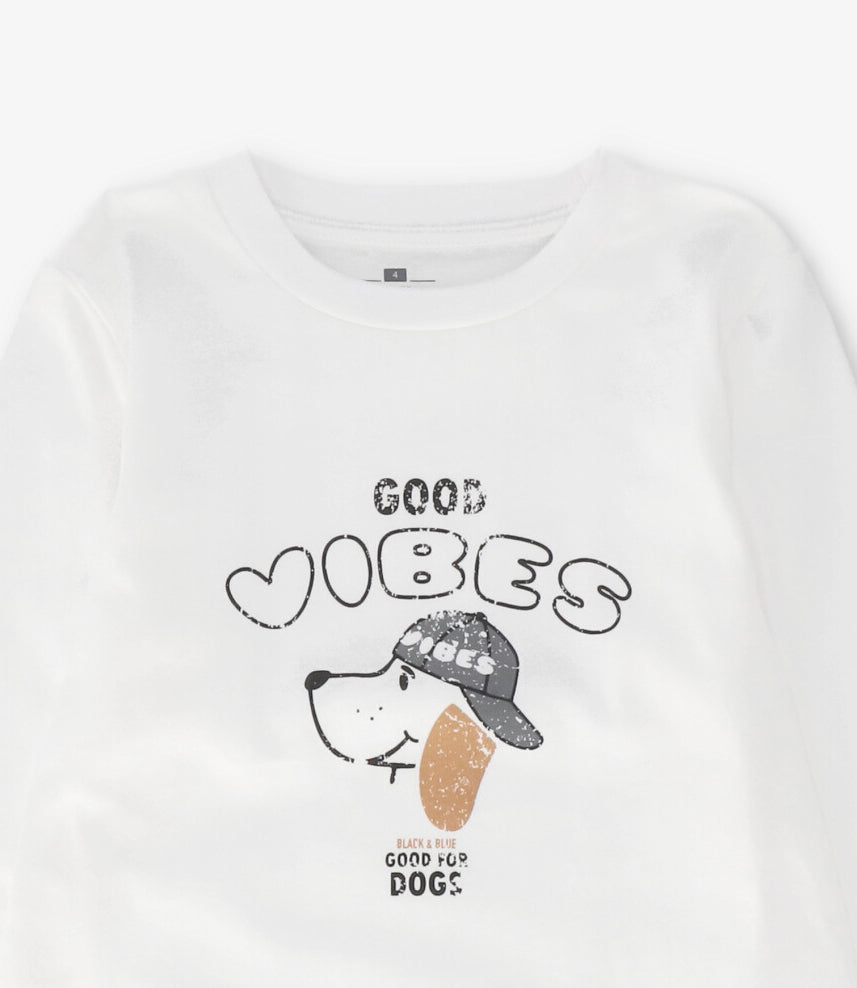 Polera niño good vibes 2 años / Crudo