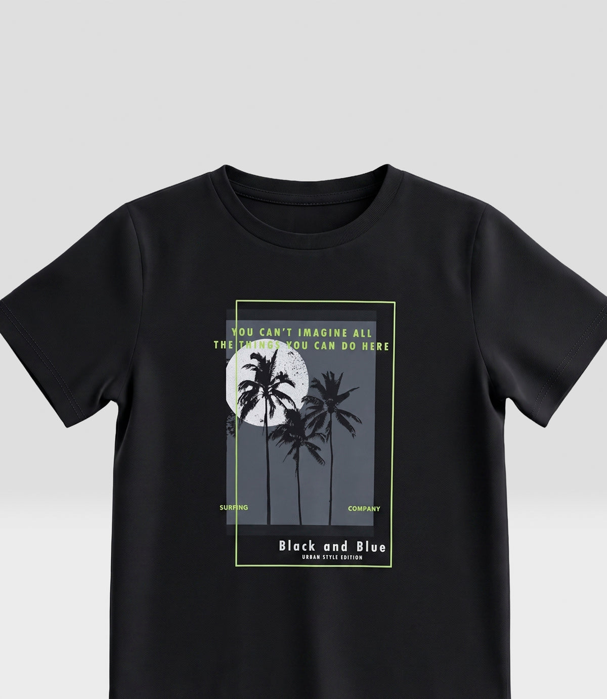 Polera niño palmeras 2 años / Negro