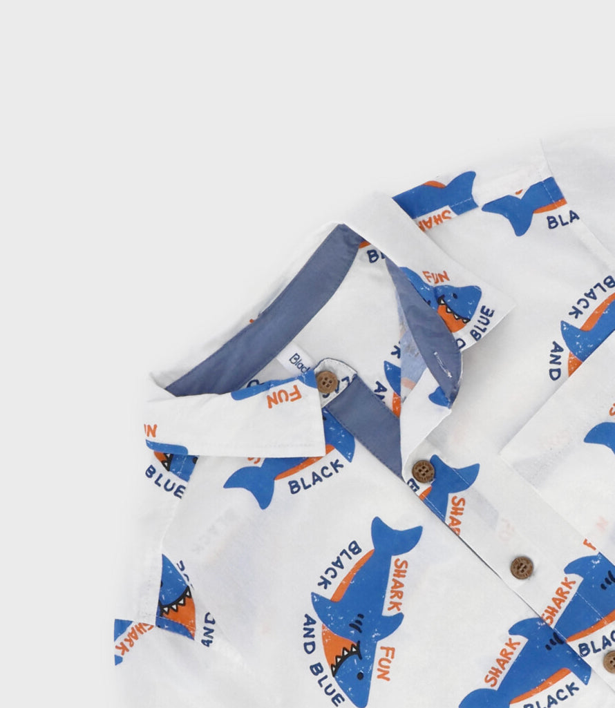 Camisa niño con tiburones 2 años / Blanco