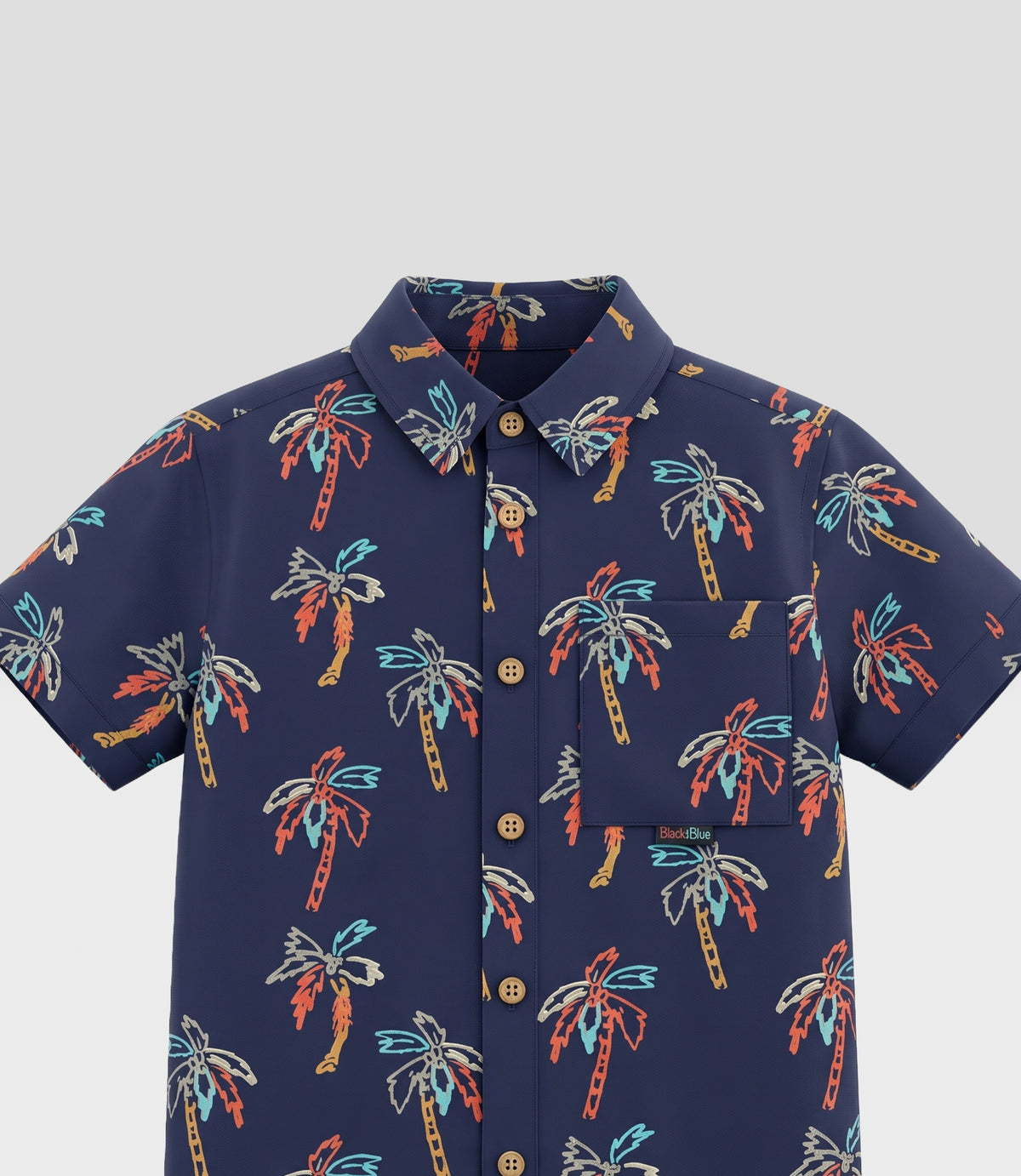 Camisa niño palmeras 8 años / Azul