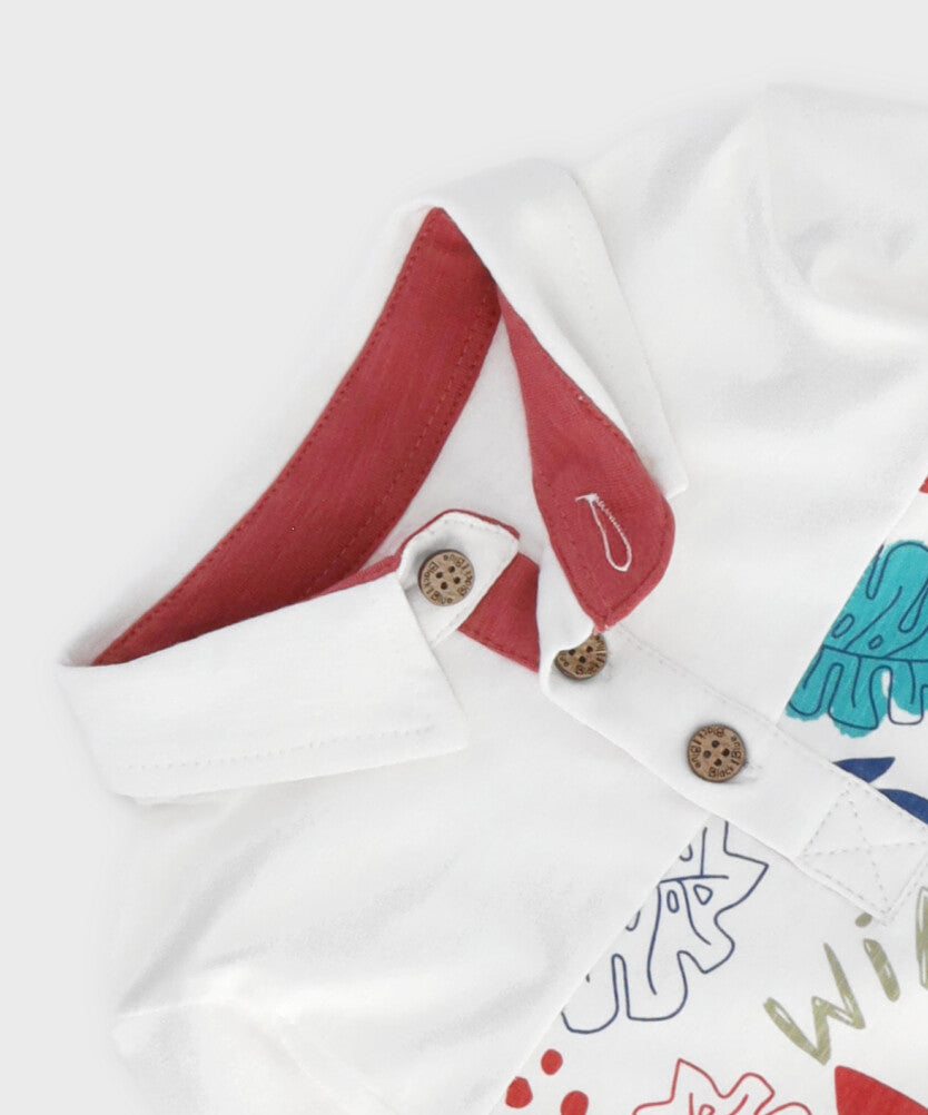 Polera bebé niño con hojas 3 meses / Blanco