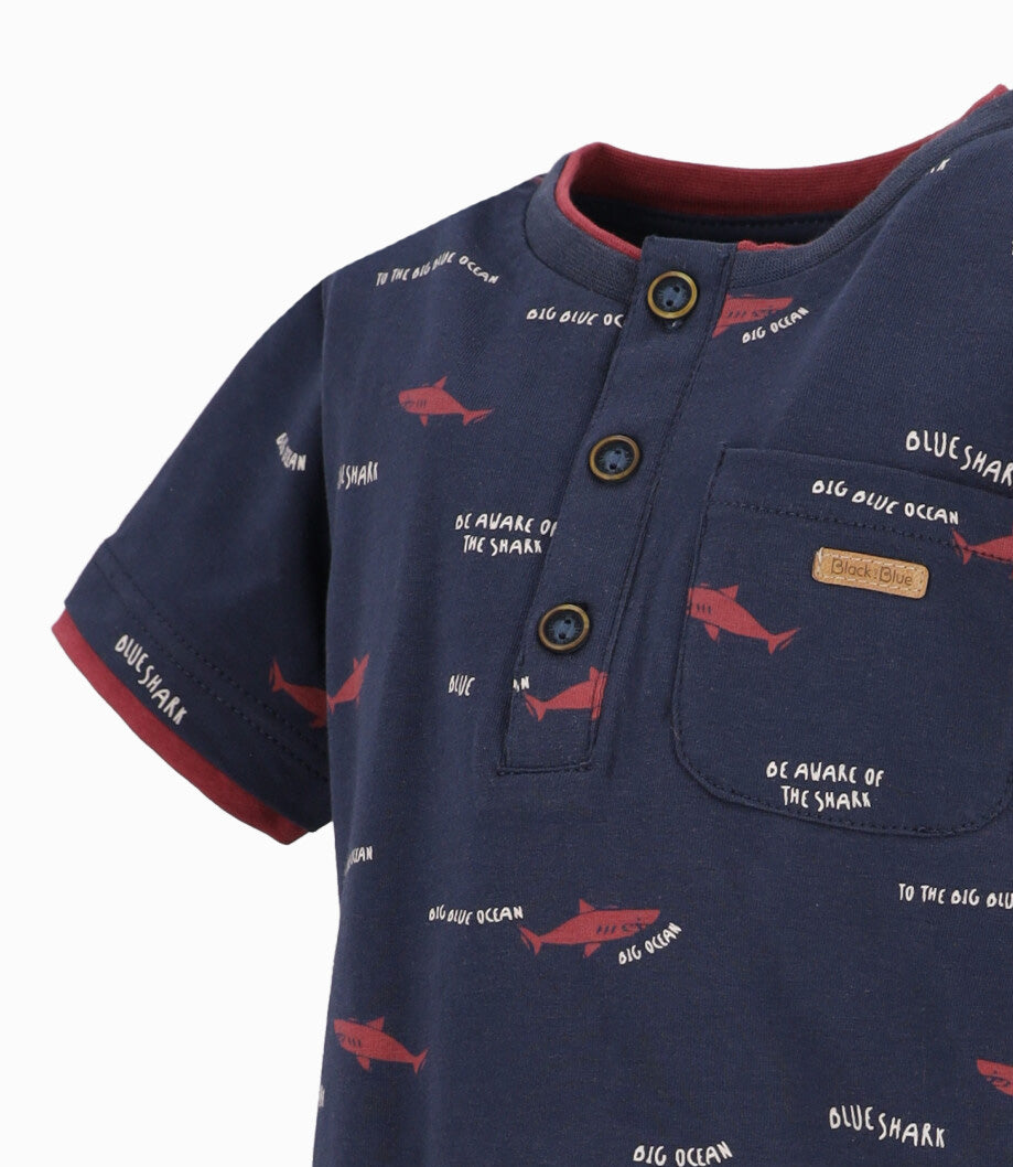 Polera bebé con tiburones 3 meses / Azul Marino