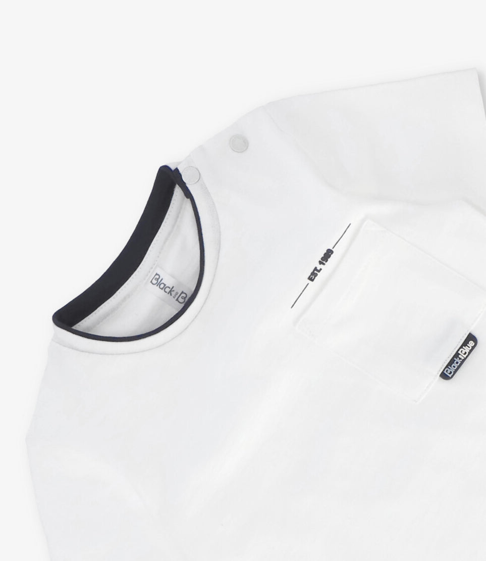 Polera bebé niño con bolsillo 3 meses / Blanco