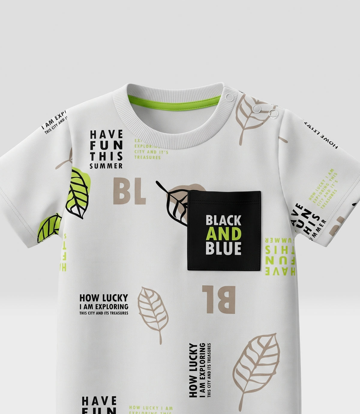 Polera bebé niño hojas 3 meses / Crudo