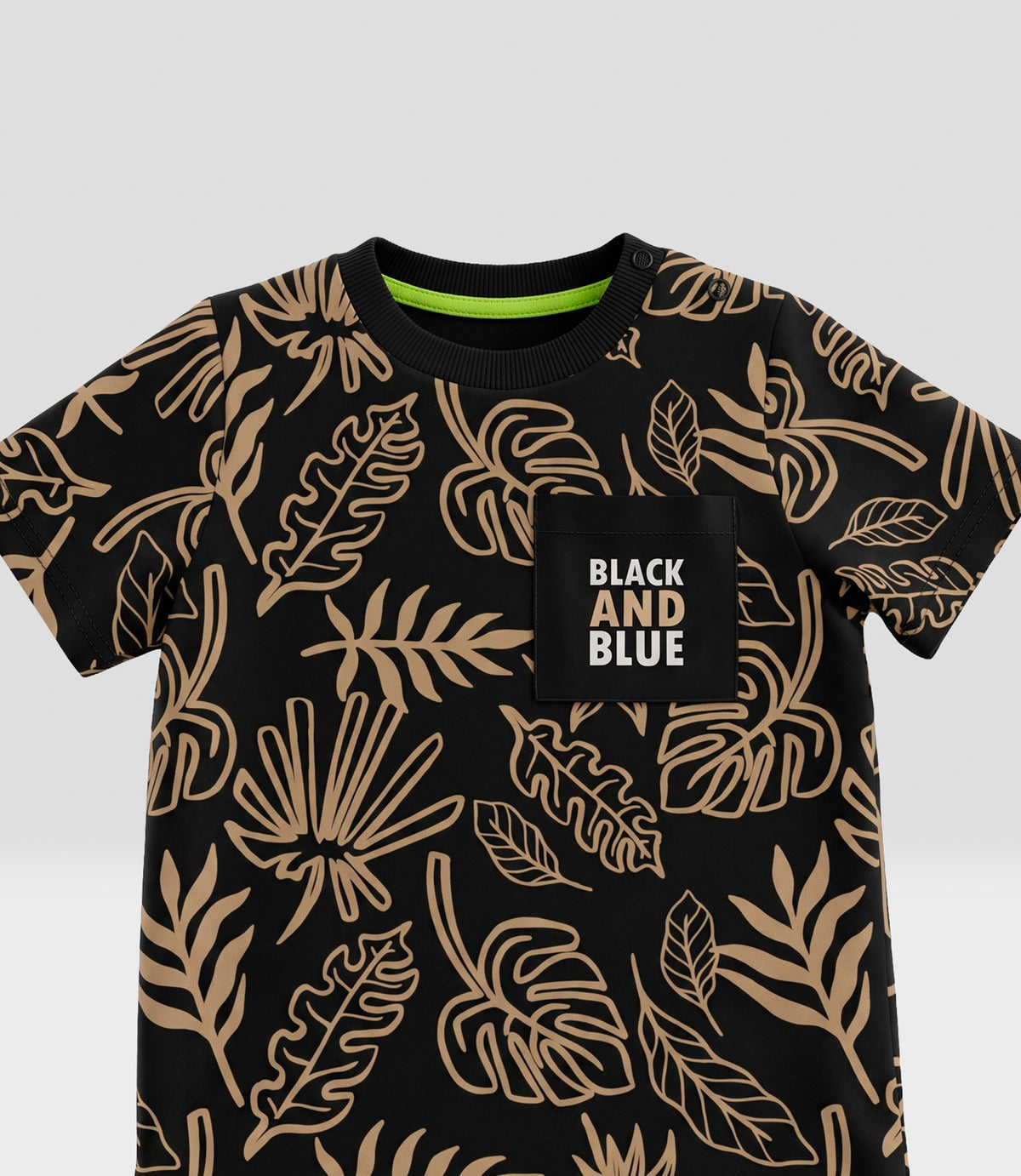 Polera bebé niño hojas 3 meses / Negro