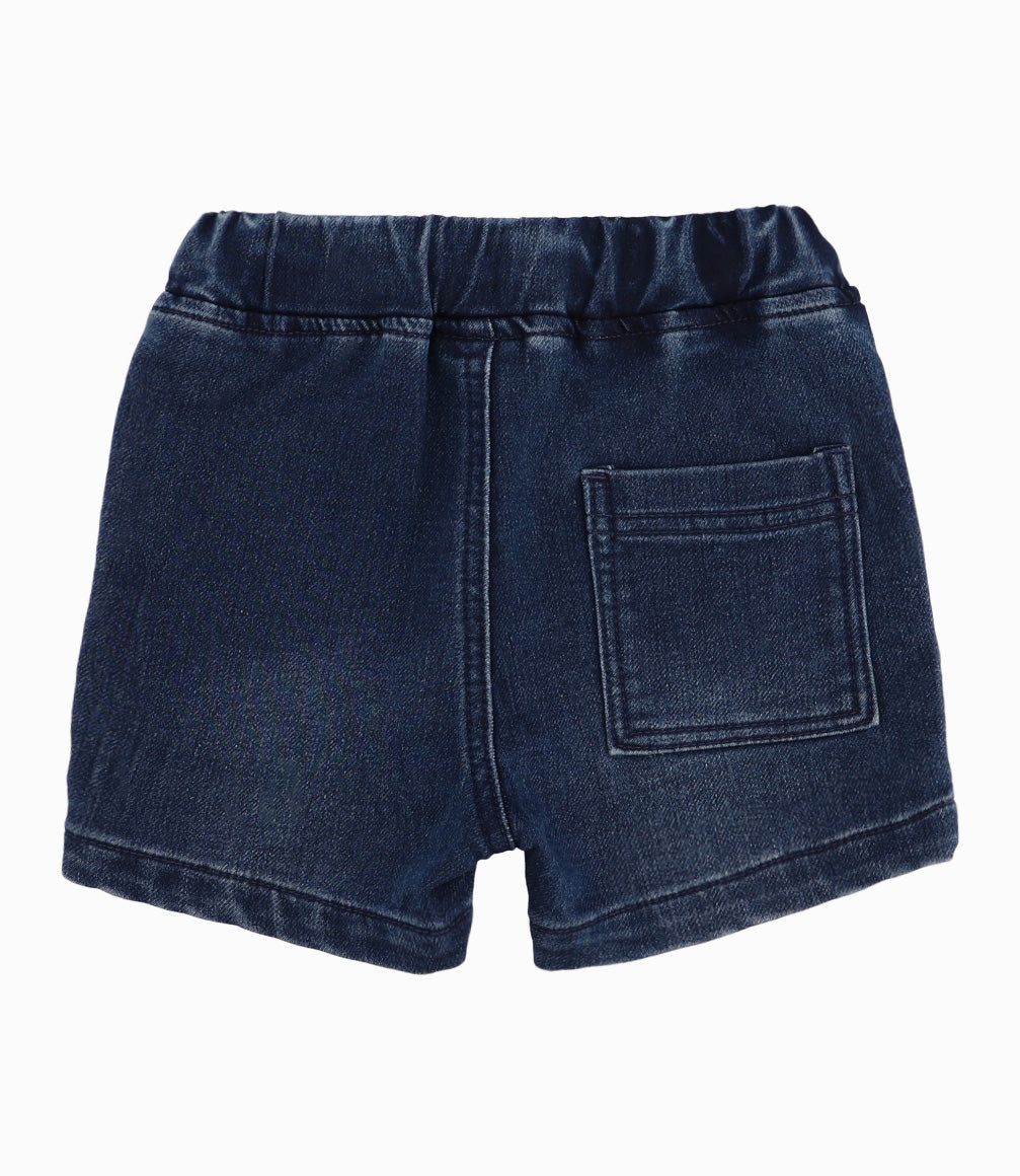 Babyhug Denim Above Knee Length Bermuda with Stretch - Blue main image 1