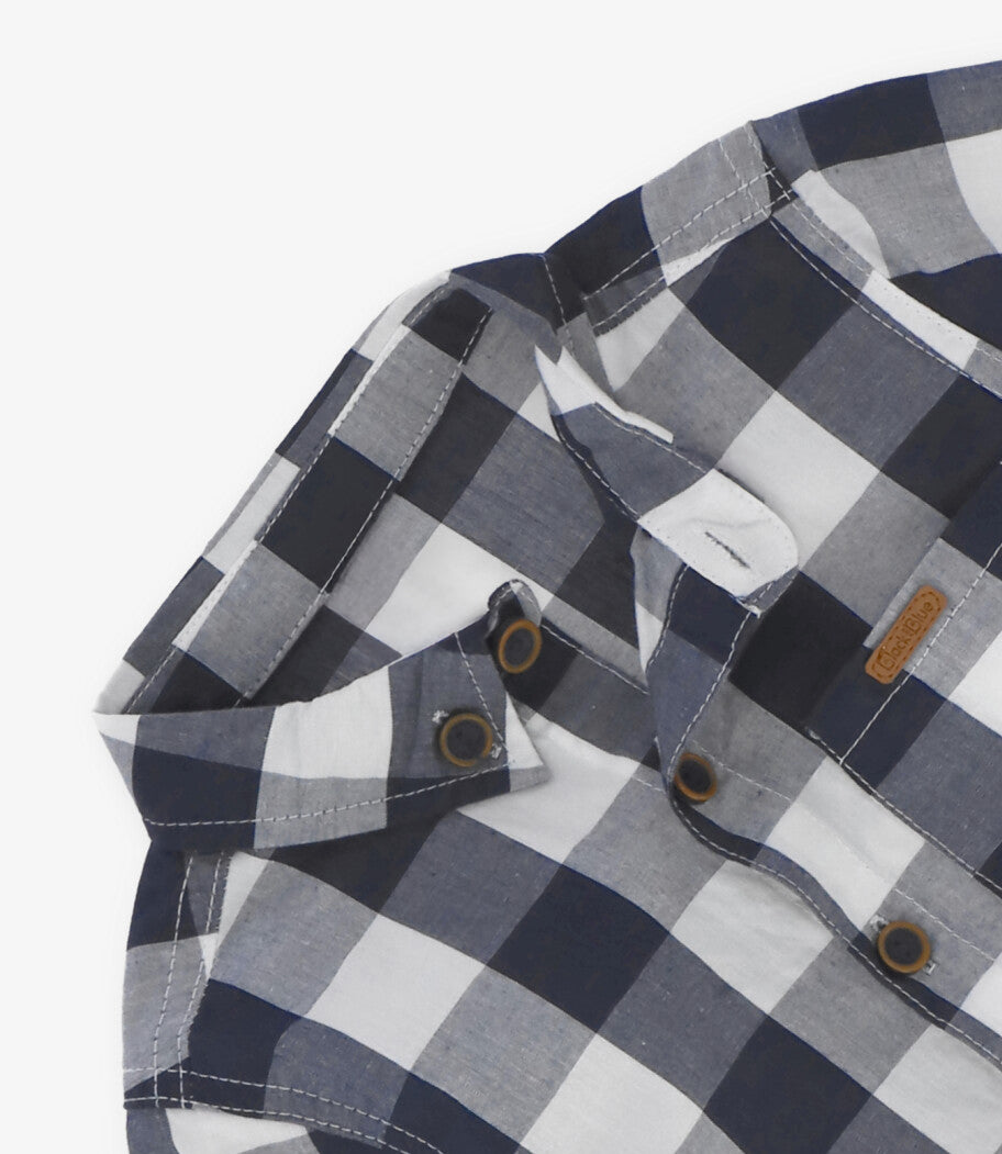 Camisa bebé niño con cuadros 3 meses / Azul Marino