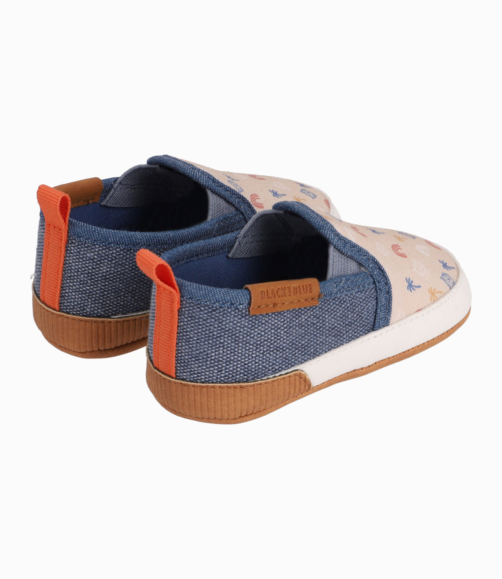 Zapato Recién Nacido Con Figuras Azul