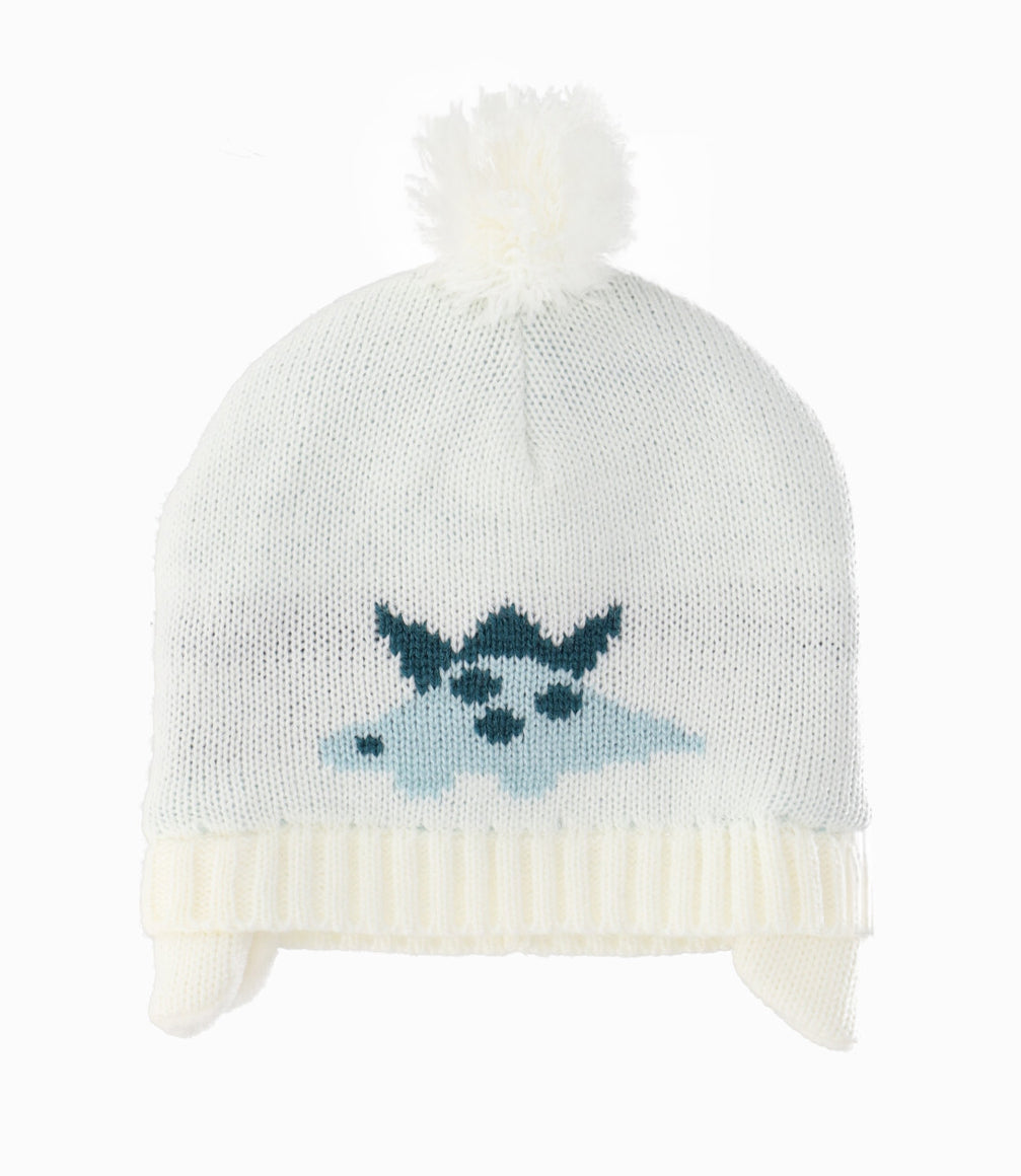 Gorro recién nacido con dinosaurio 0-6 meses / Blanco