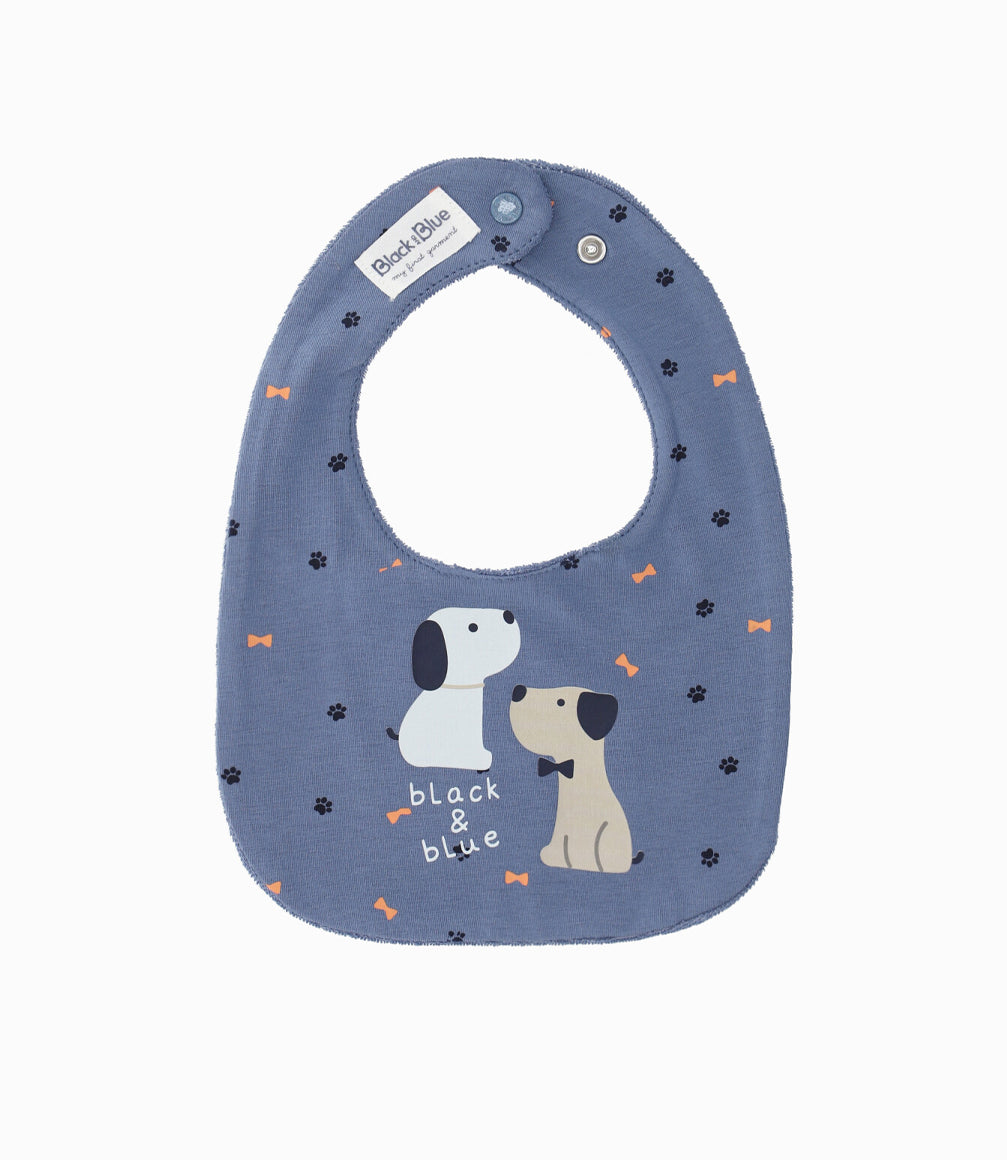 Babero recién nacido con perritos Talla única / Azul Marino