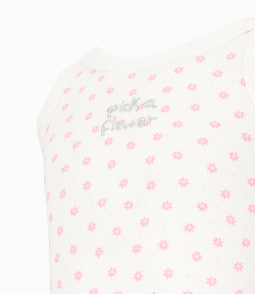 Polera niña con flores 2 años / Blanco