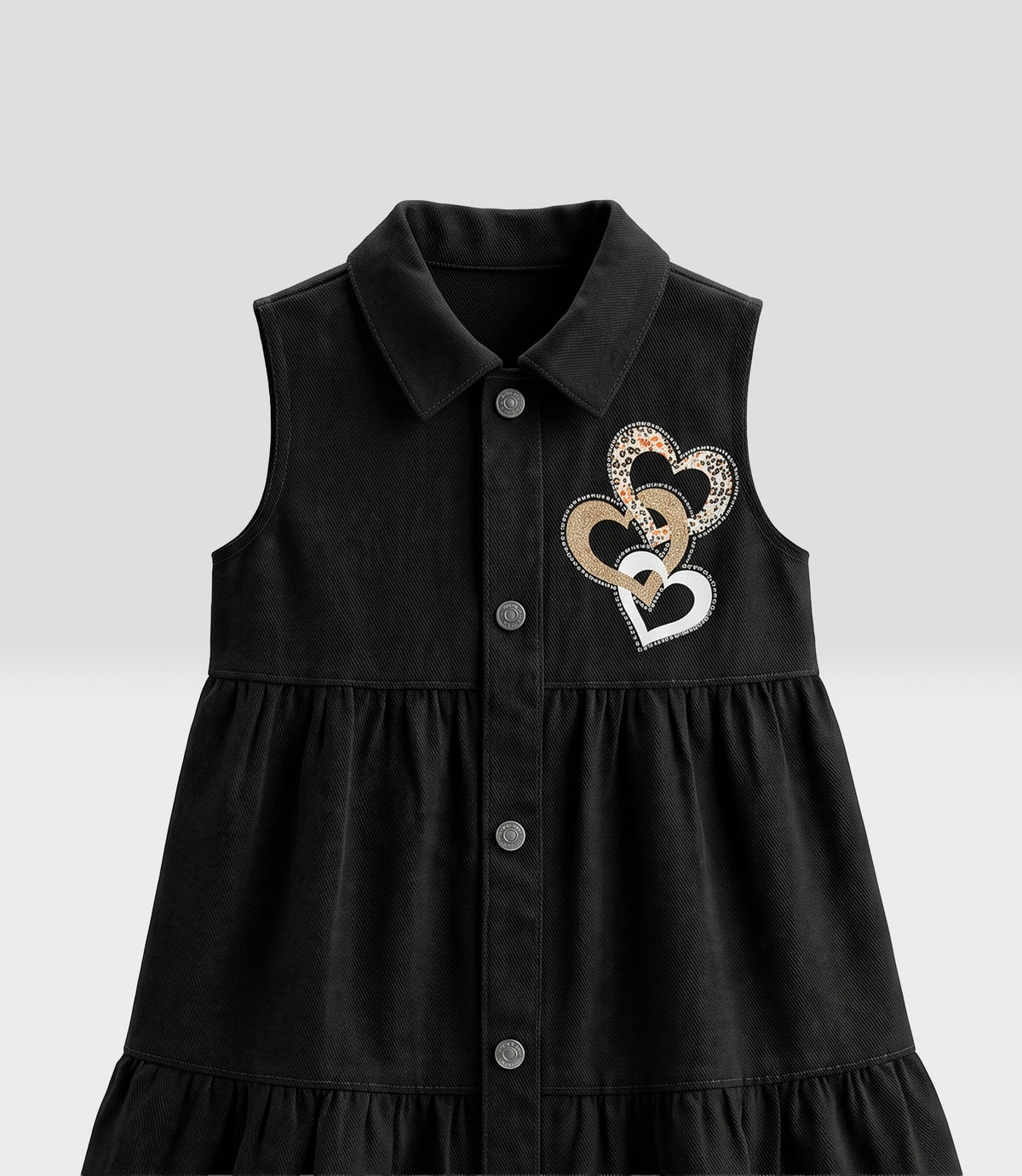 Vestido niña corazones 2 años / Negro