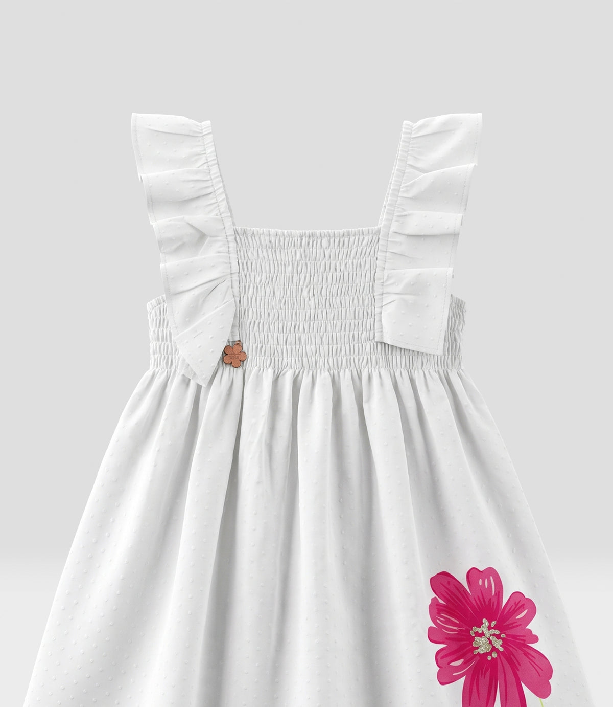 Vestido niña algodón con vuelos 2 años / Crudo