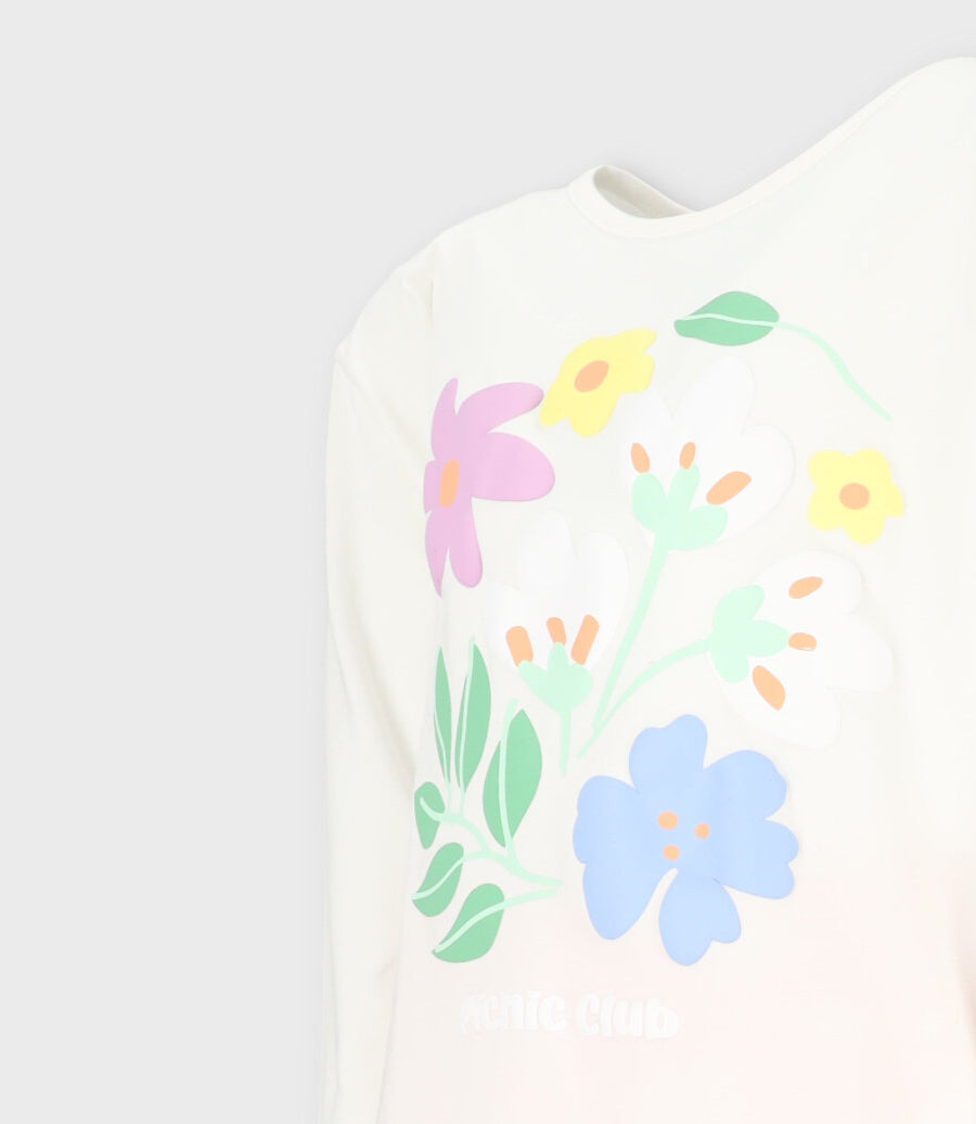 Conjunto niña con flores 2 años / Blanco