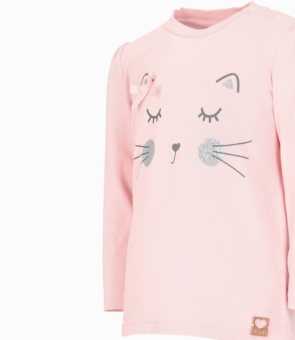 Polera bebé niña con gatito 6 meses / Rosado