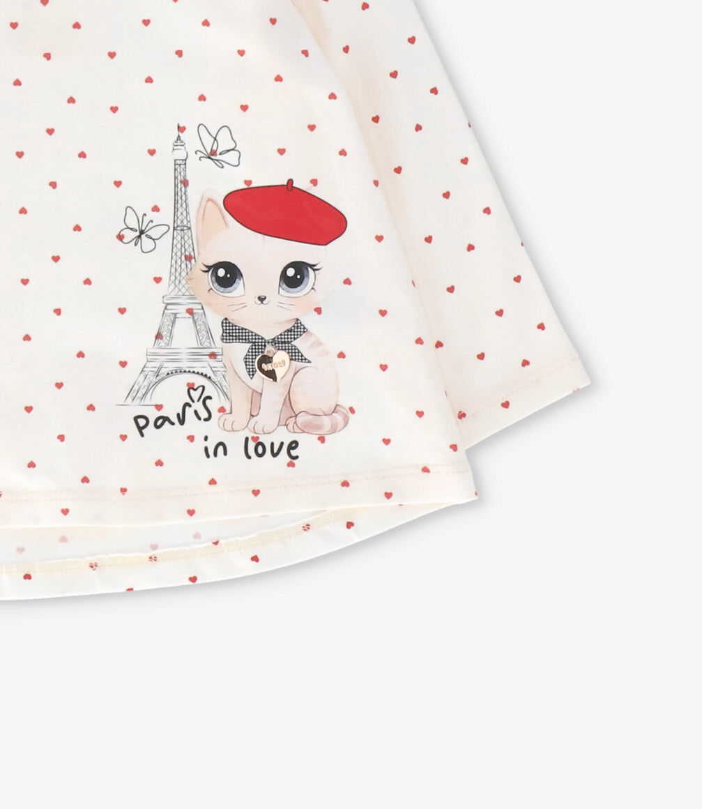 Polera bebé niña con gatito 6 meses / Crudo