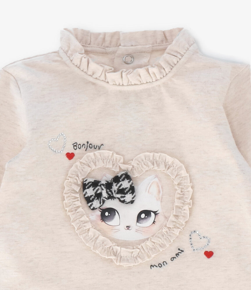Polera bebé niña corazón 6 meses / Beige