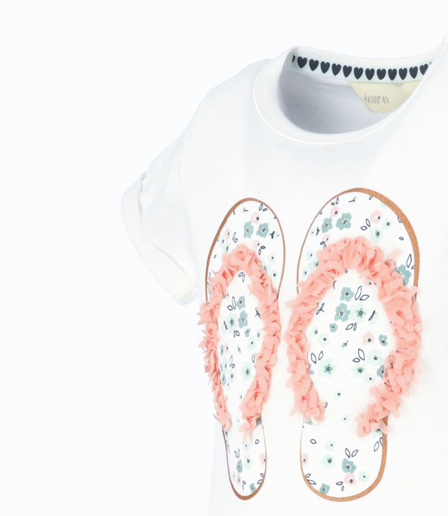 Polera bebé niña con sandalia 6 meses / Blanco