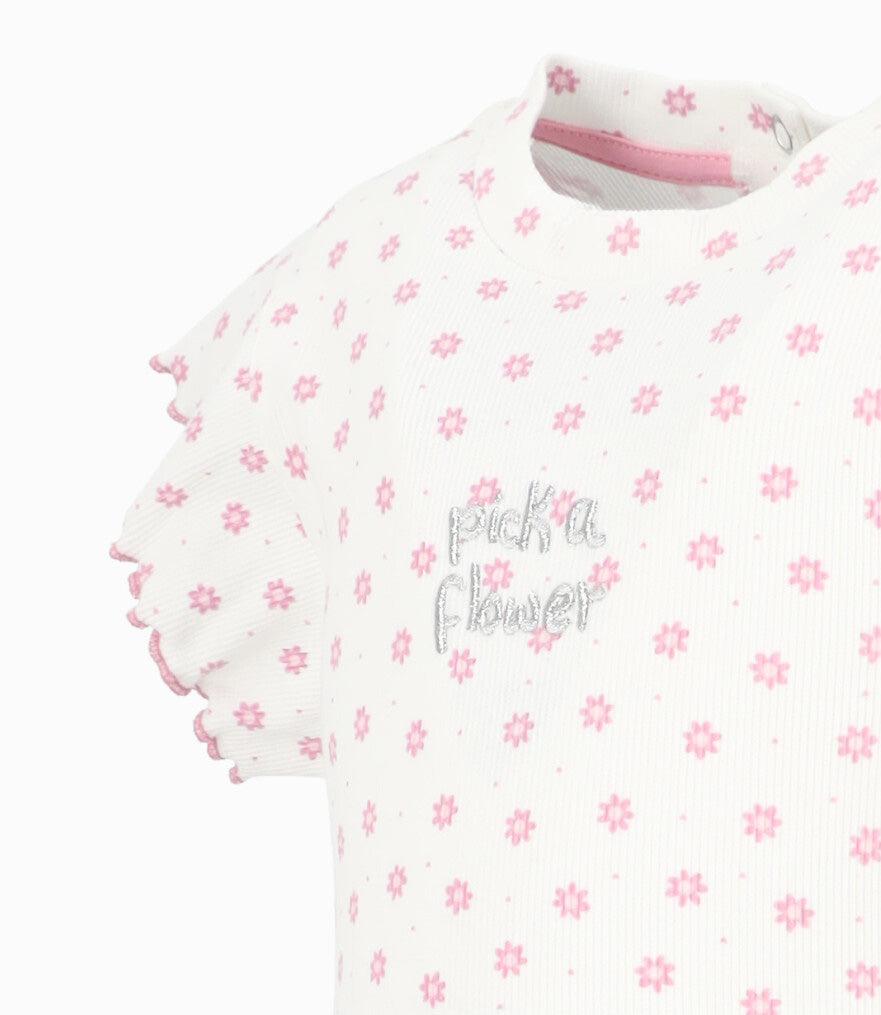 Polera bebé niña con flores 3 meses / Blanco