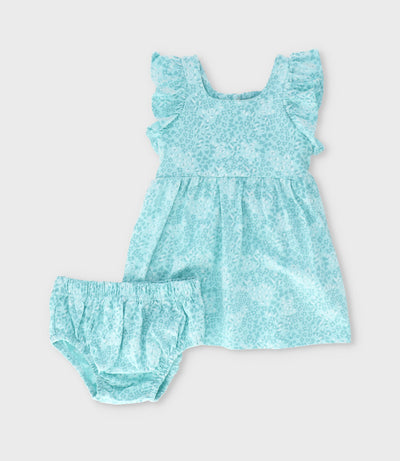 Vestido bebé niña con vuelos 6 meses / Menta