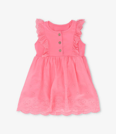 Vestido bebé niña con vuelos 6 meses / Coral