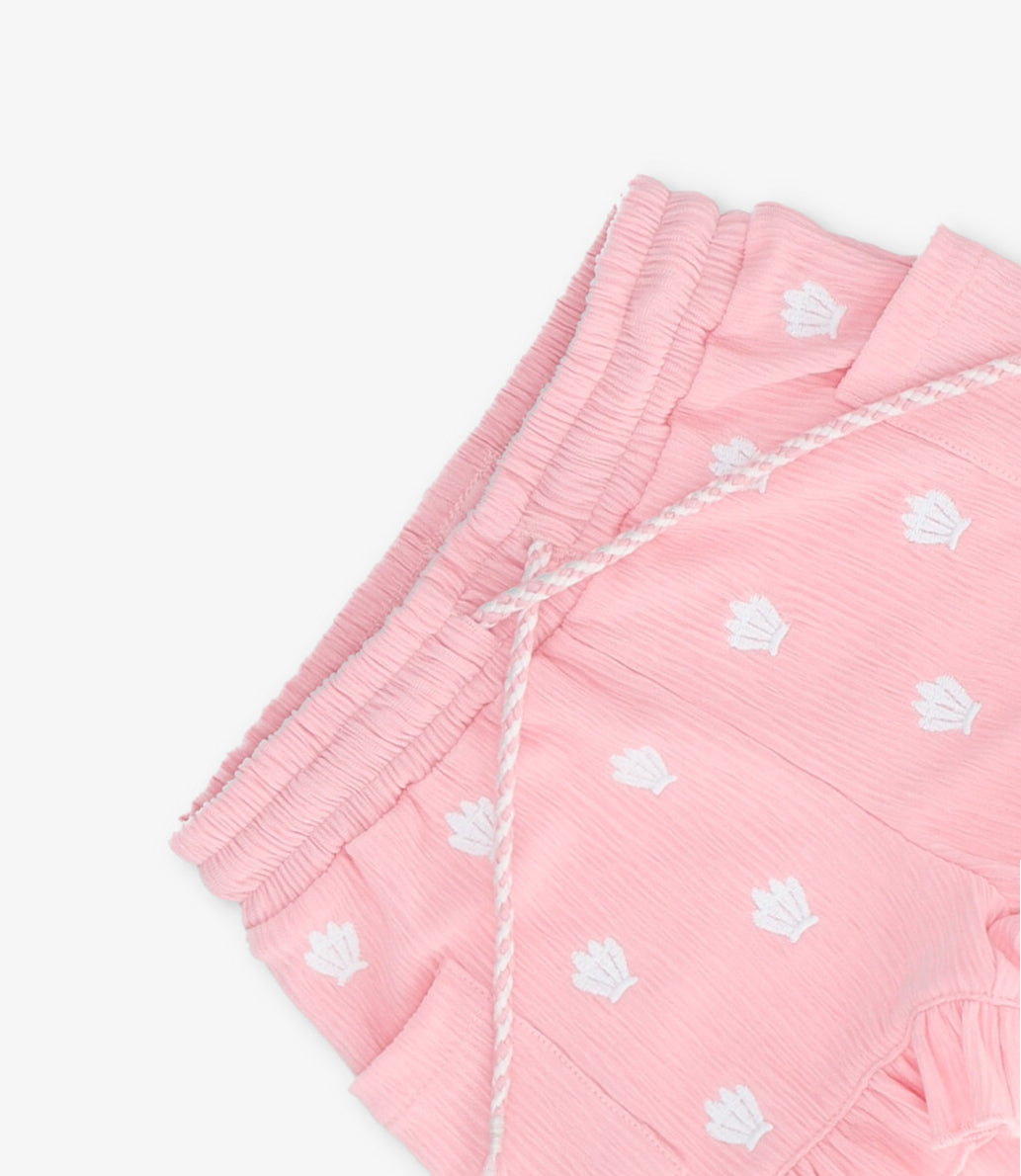 Short bebé niña con vuelos 6 meses / Rosado