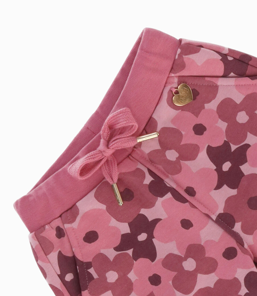 Pantalón de buzo bebé niña con flores 6 meses / Rosado