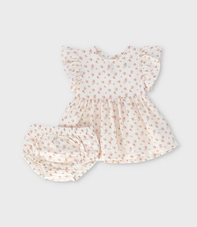 Vestido recién nacida con flores 0 meses / Blanco