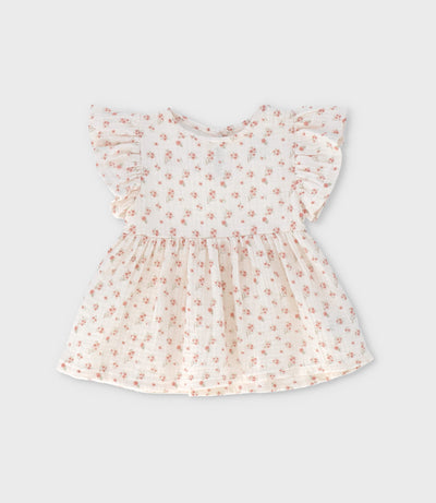 Vestido recién nacida con flores 0 meses / Blanco