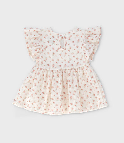 Vestido recién nacida con flores 0 meses / Blanco