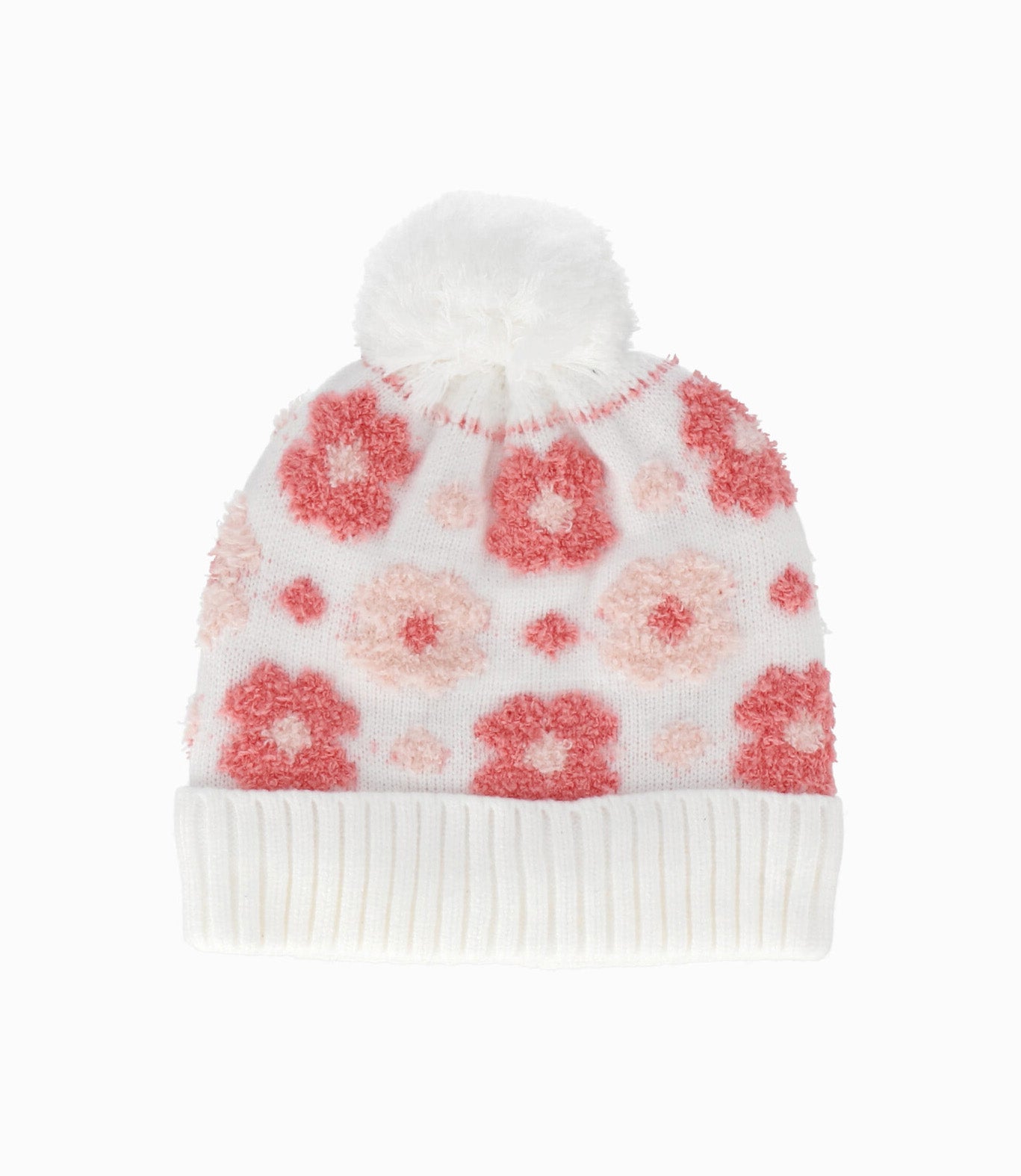 Gorro niña con flores blanco Talla única / Blanco