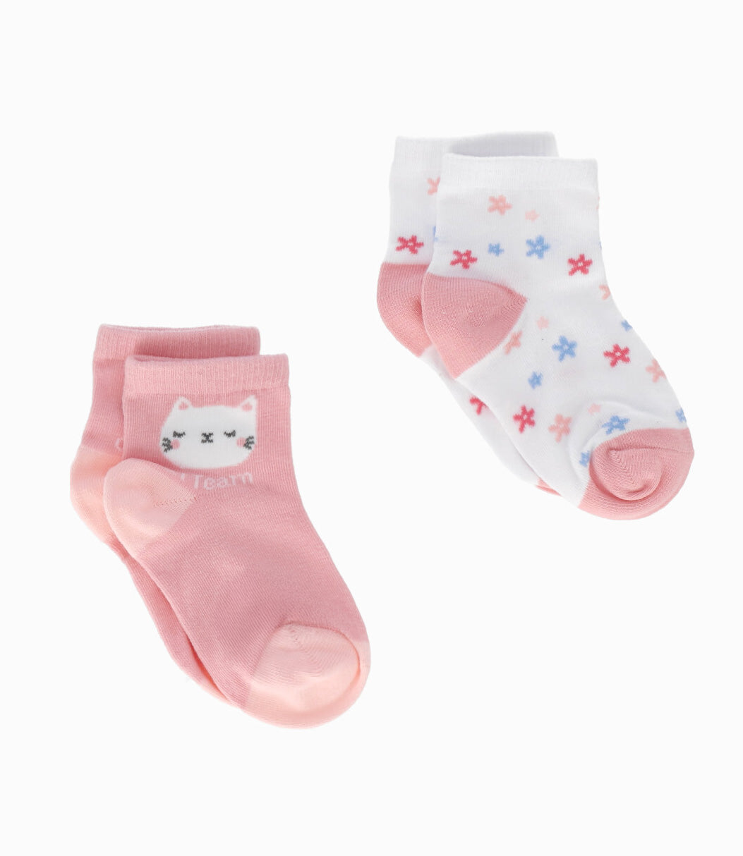 Pack calcetín niña 2 pares 0-1 años / Rosado