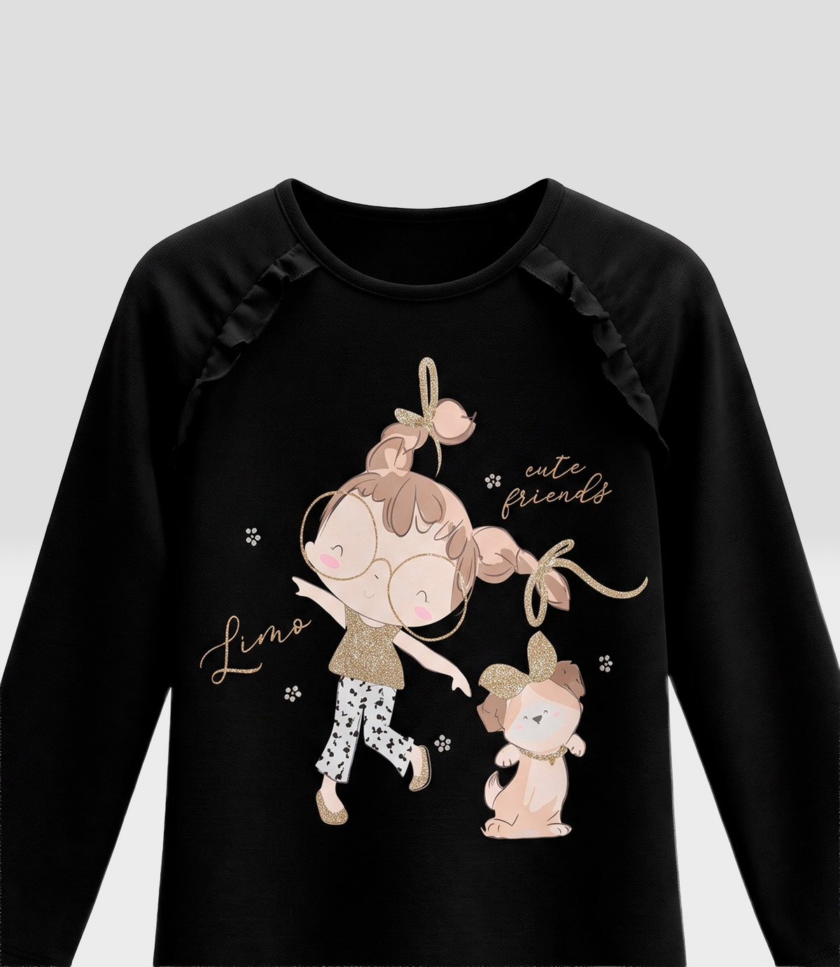 Polera niña con estampado 2 años / Negro