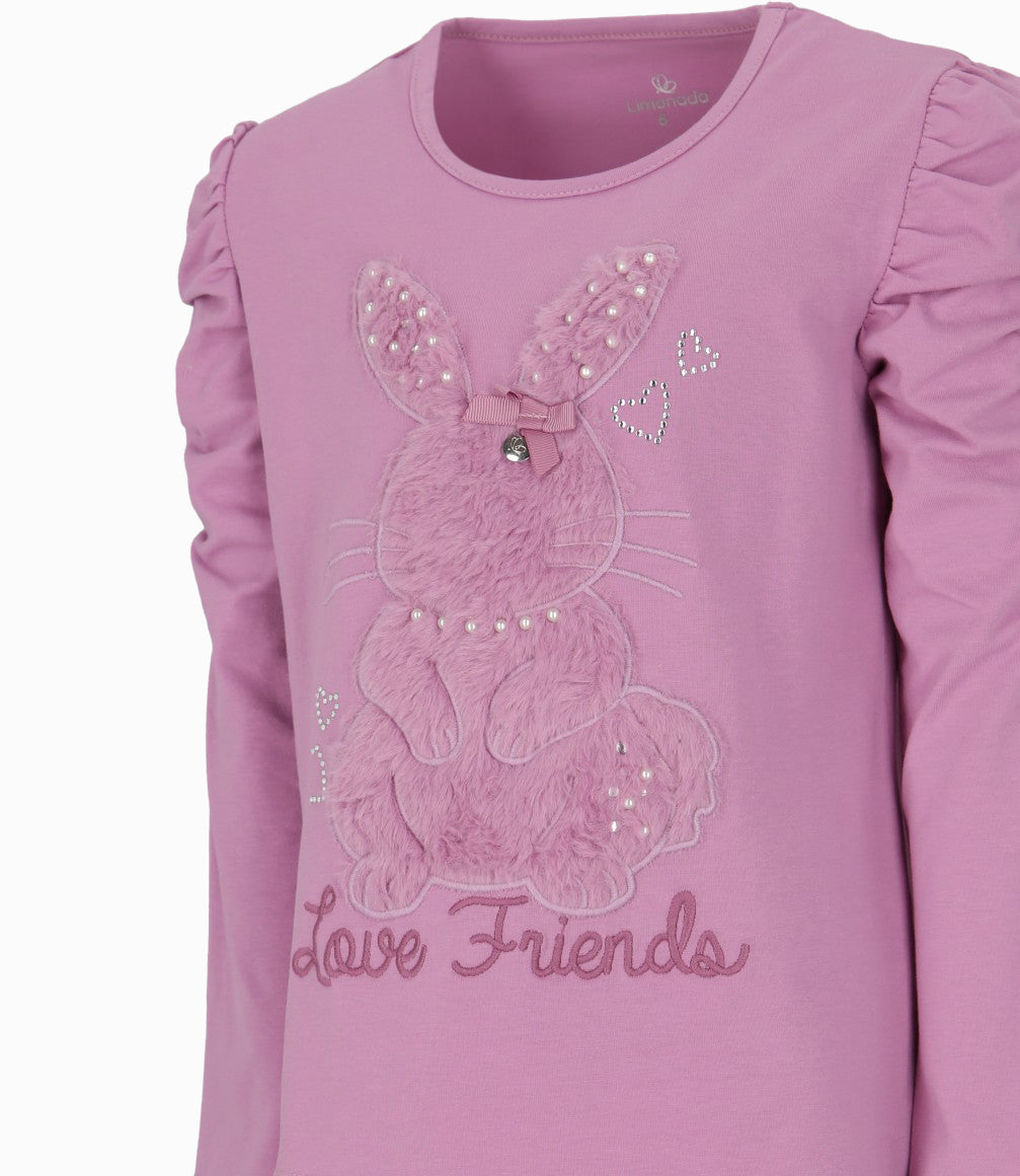 Polera niña con conejo 2 años / Blanco