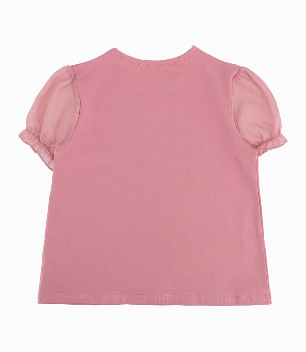 Polera Niña Con Flores Y Brillos 2 años / Palo Rosa
