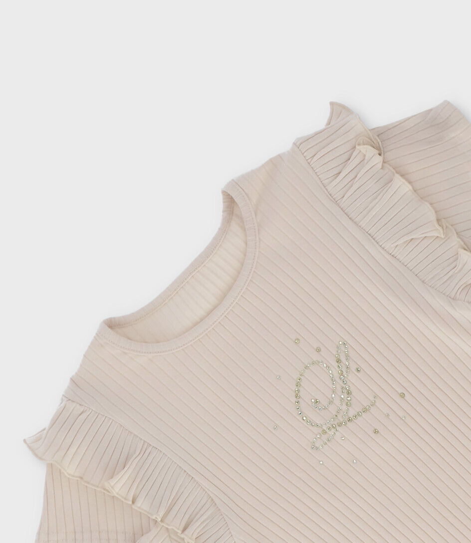 Polera niña acanalada 2 años / Beige
