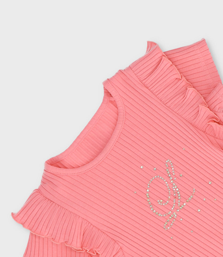 Polera niña acanalada 2 años / Coral