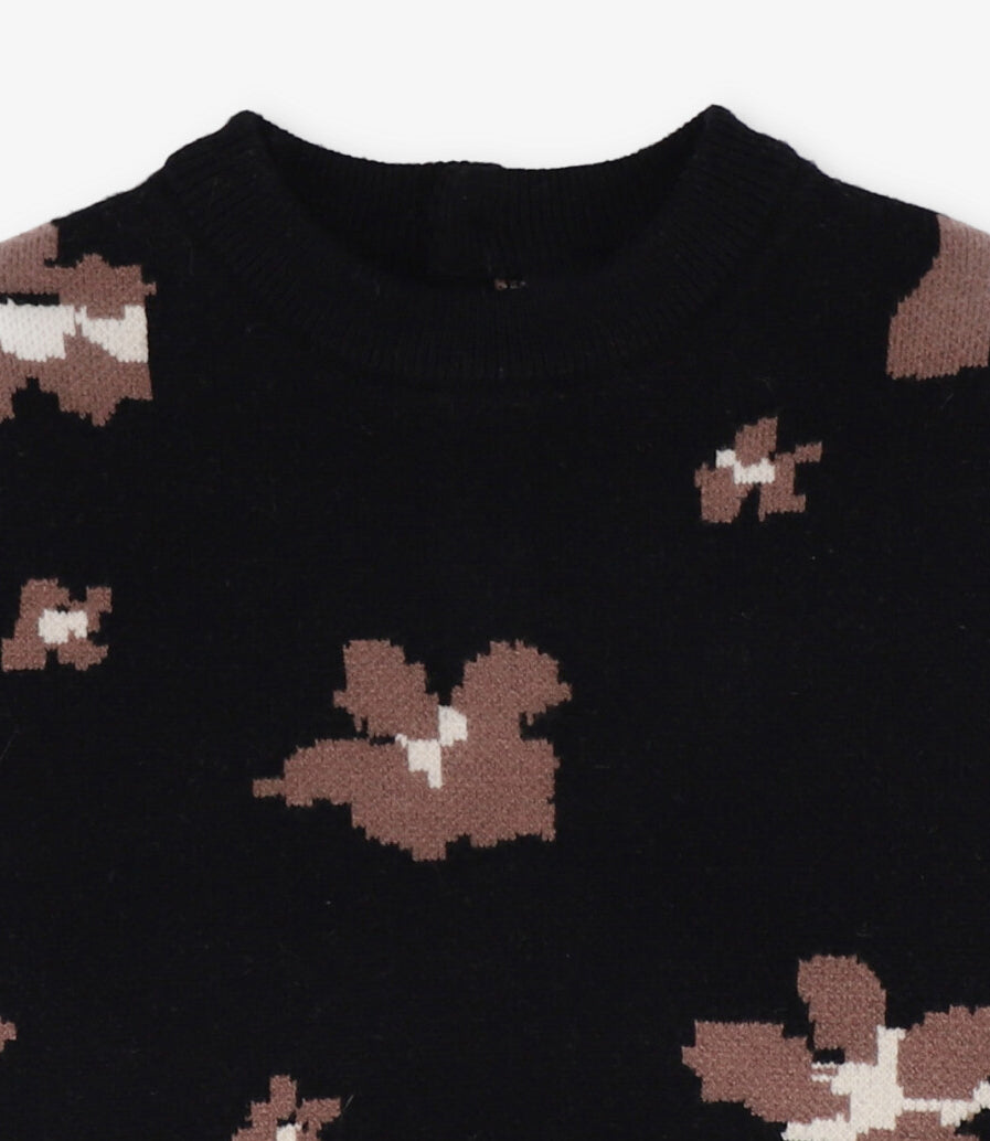 Chaleco niña con flores 2 años / Negro