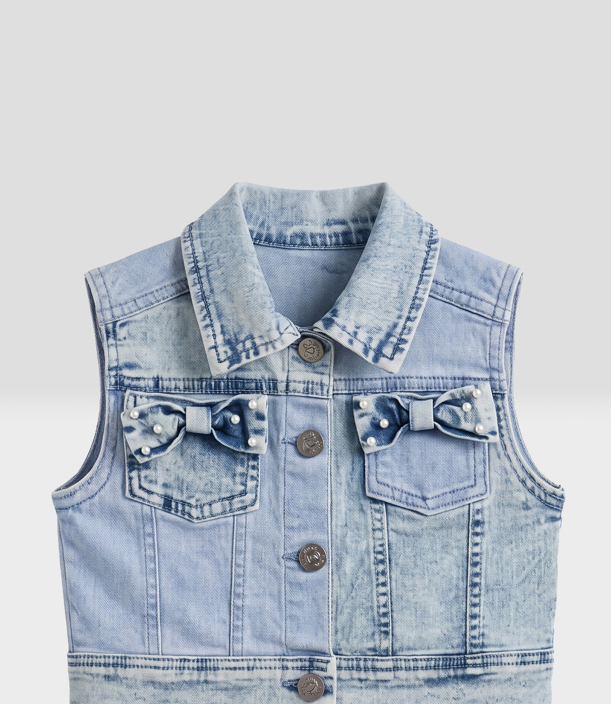 Chaqueta niña de denim sin mangas 2 años / Celeste
