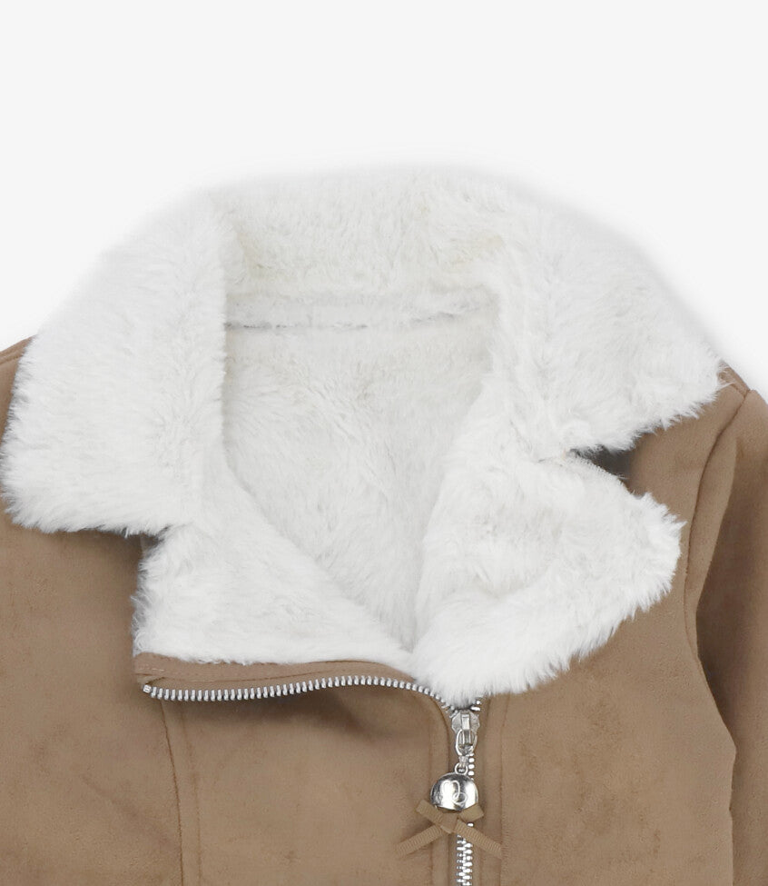 Chaqueta niña aviadora de gamuza
