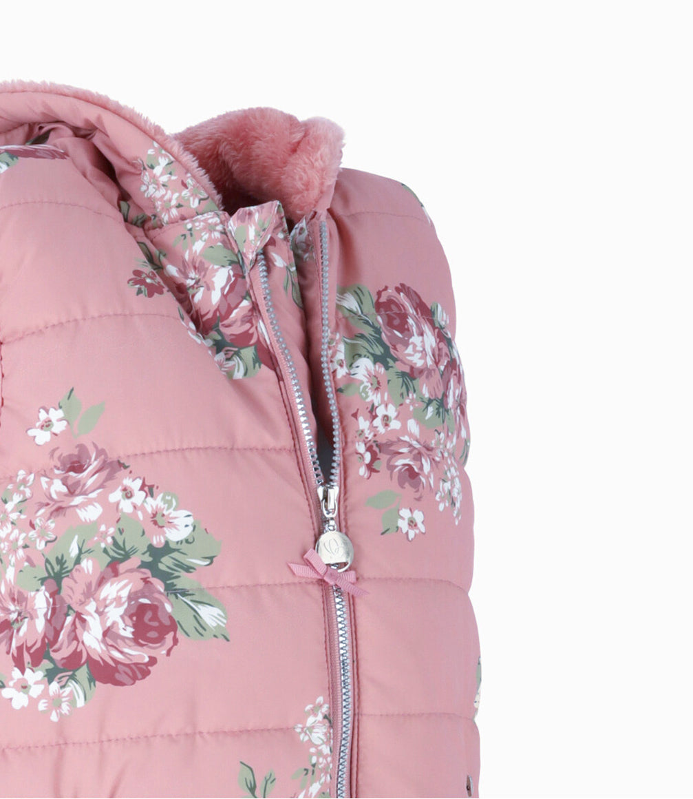 Parka Niña Floreada Sin Mangas