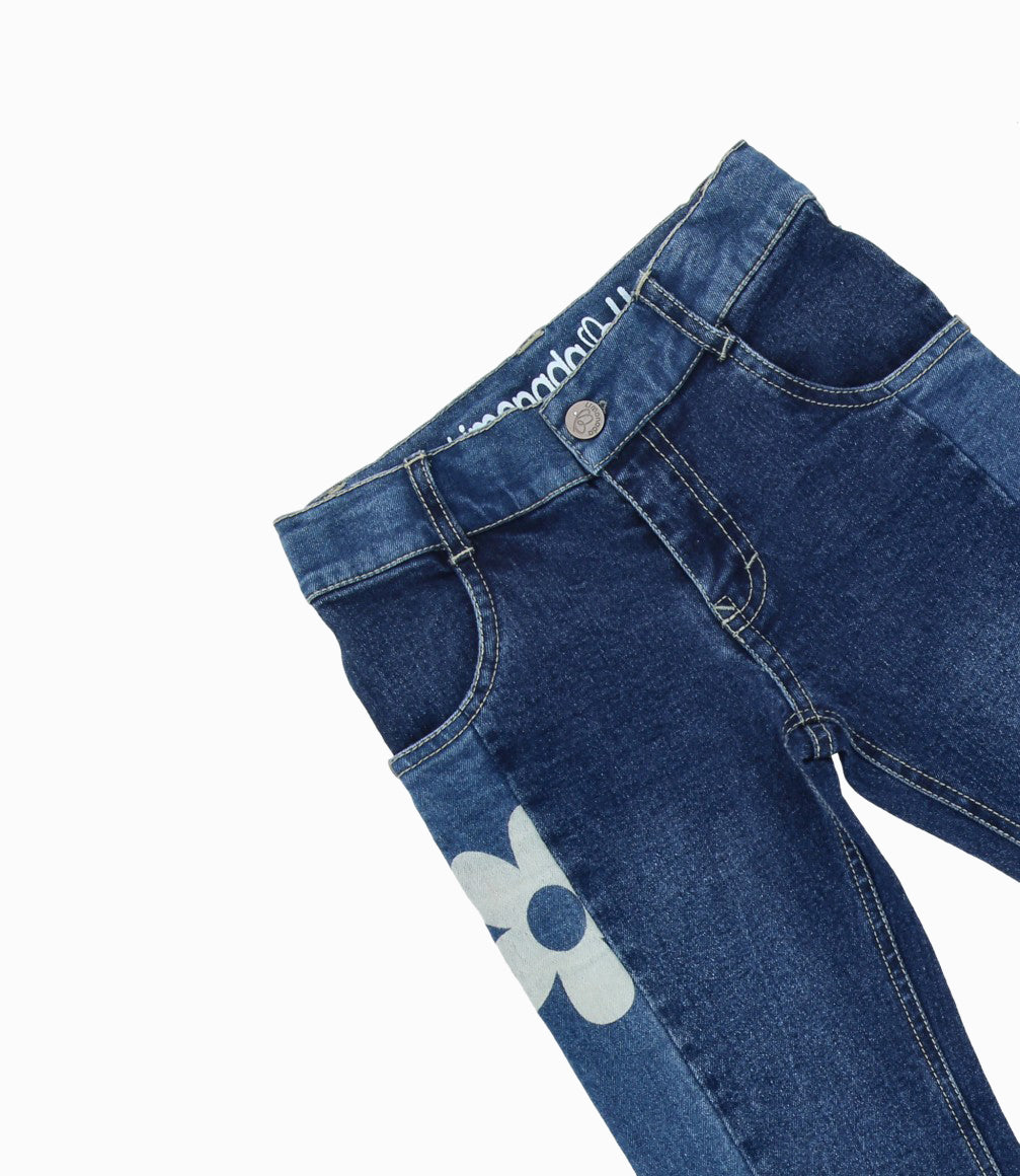 Jeans niña con flores 2 años / Azul Marino