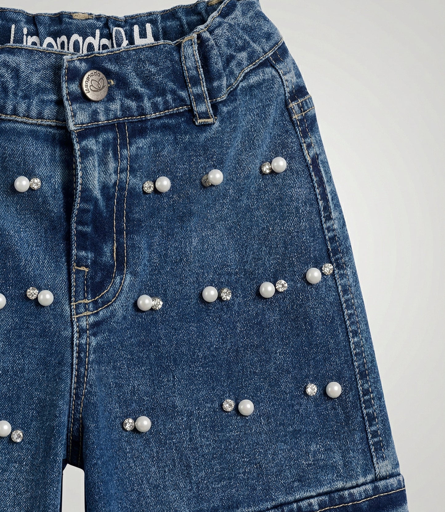 Jeans niña balloon con perlas 2 años / Azul Marino