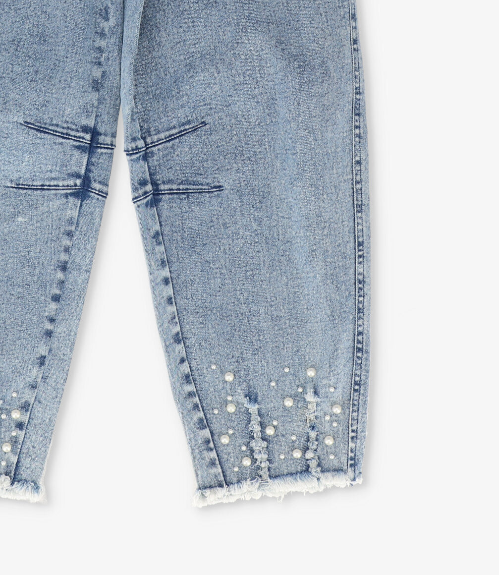 Jeans niña balloon con brillos 2 años / Azul Marino