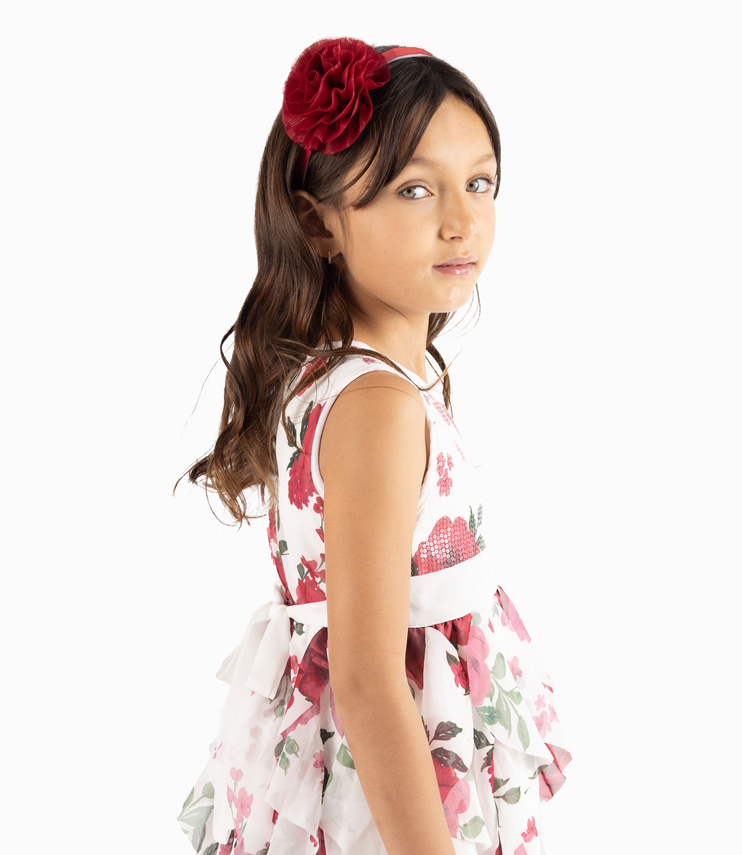 Vestido Niña Con Vuelos Y Flores 2 años / Rojo
