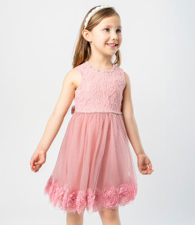 Vestido niña con flores 2 años / Palo Rosa