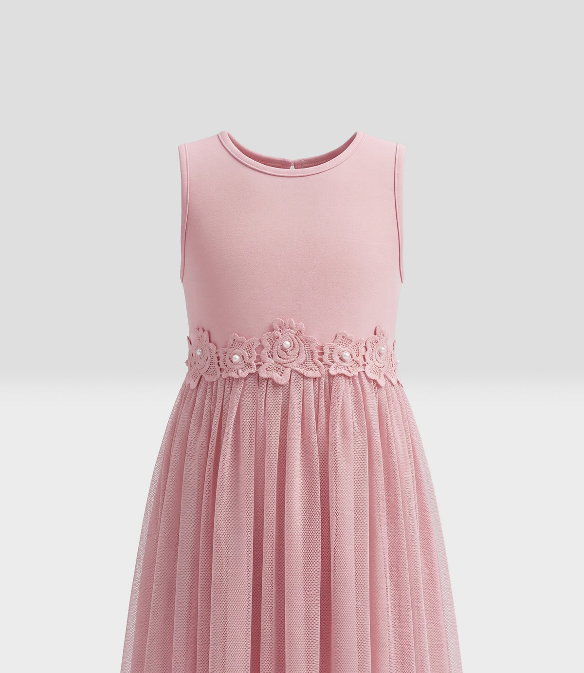 Vestido niña con flores aplicadas 2 años / Palo Rosa