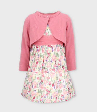 Vestido niña floreado con bolero 2 años / Blanco