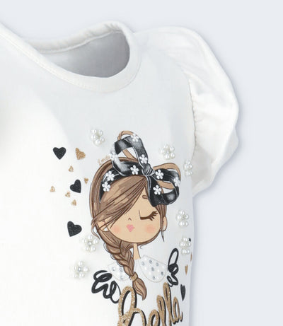 Vestido niña con flores y estampado 2 años / Blanco